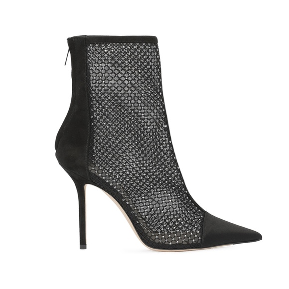 Jimmy Choo Crystal Embellished Mesh Boots - Picture 1 of 8